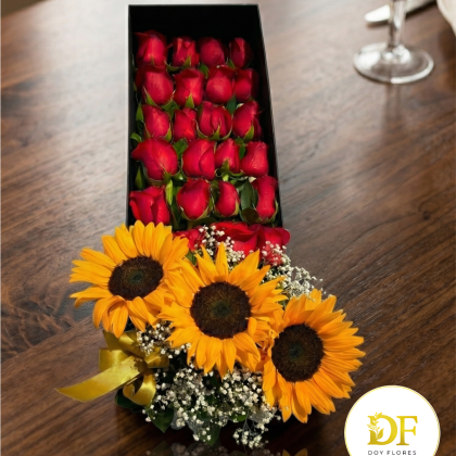 Arreglo de Girasoles y Rosas