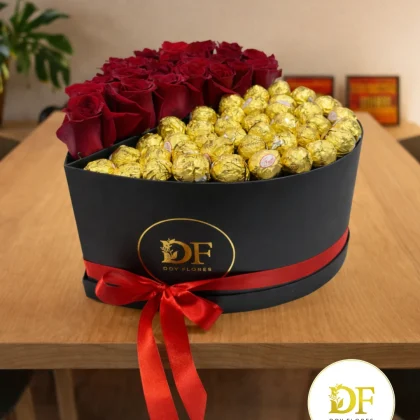 Arreglo de Rosas con Chocolates